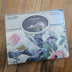 NEW Vintage 80s Regency Floral Twin Bed Sheet Set Flat Fitted Pillowcase 3 Piece